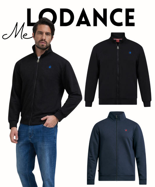 Sweat Zippé Noir à Coupe Polo Élégante (DESTOCKAGE)