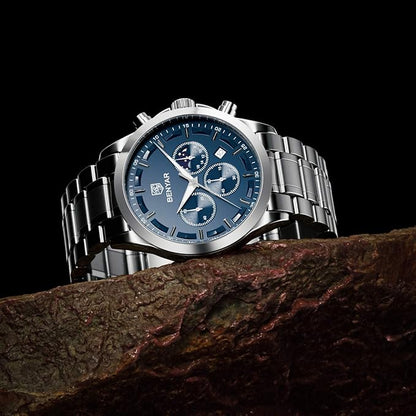 Montre Homme BENYAR – Chronographe Acier Inoxydable Bleu