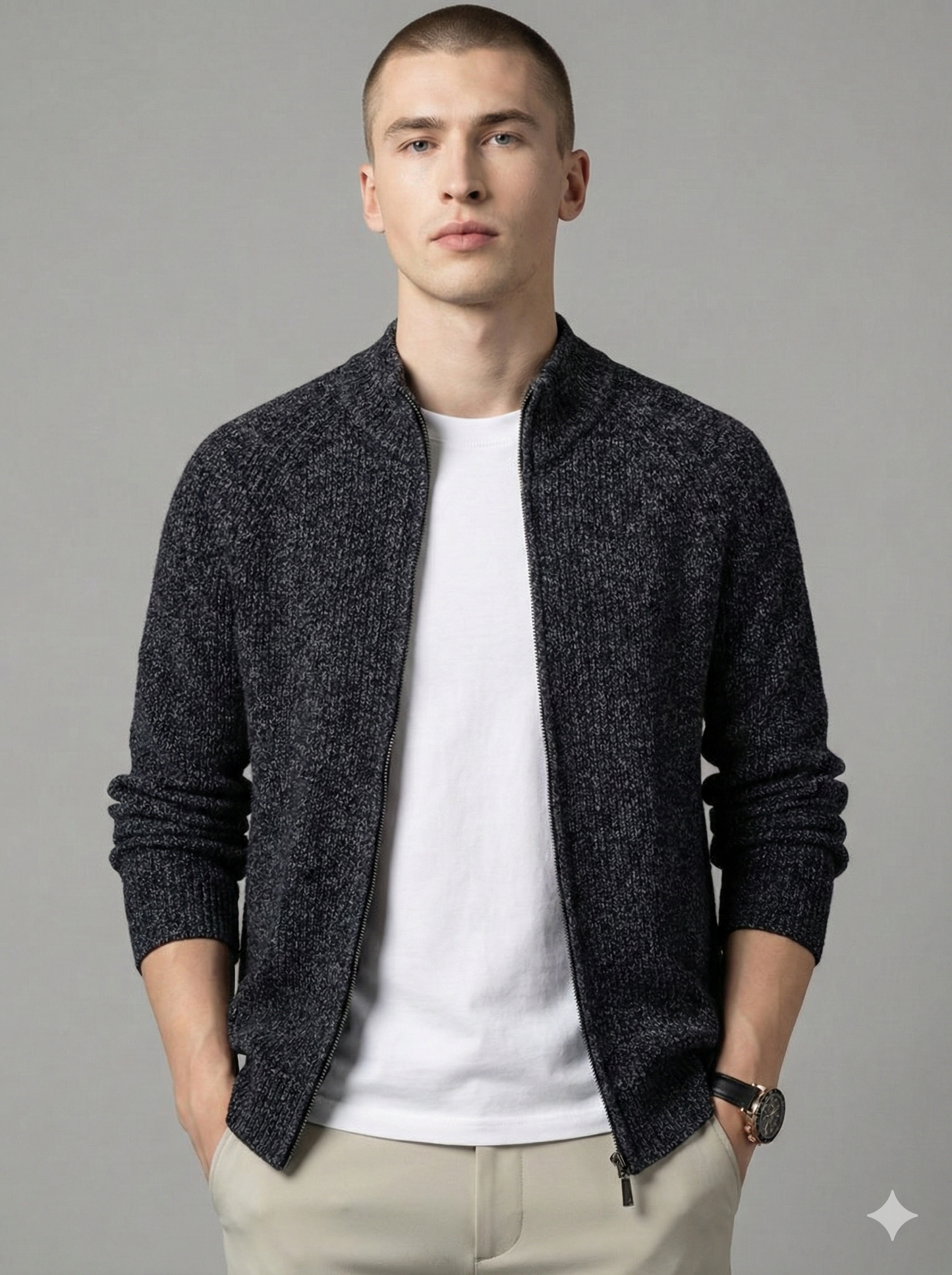 Pull homme Lodance en maille premium – col mi-hauteur zippé