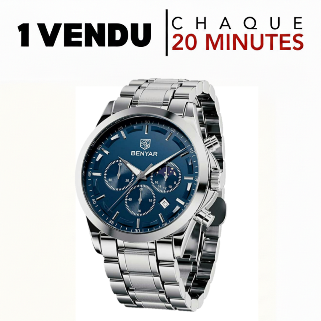 Montre Homme BENYAR – Chronographe Acier Inoxydable Bleu