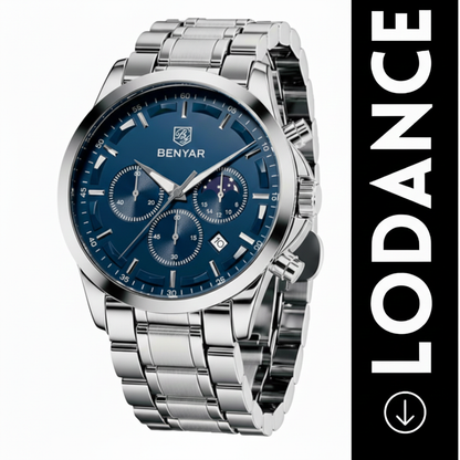 Montre Homme BENYAR – Chronographe Acier Inoxydable Bleu