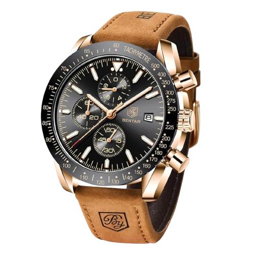 Montre Chronographe Homme BENYAR – Tachymètre & Bracelet Cuir