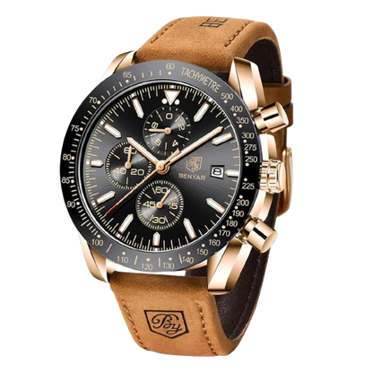 Montre Chronographe Homme BENYAR – Tachymètre & Bracelet Cuir
