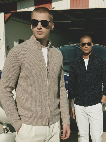 Pull homme Lodance en maille premium – col mi-hauteur zippé